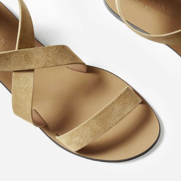 NEW Everlane The Modern Wrap Italian Leather Sandal Tan Suede - Picture 4 of 11